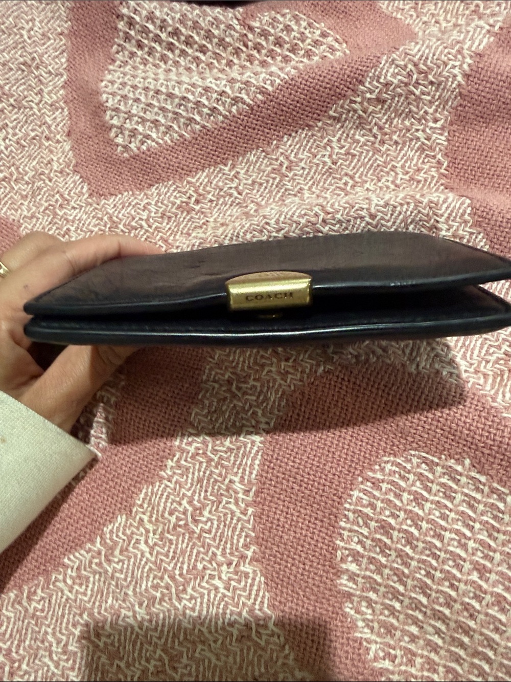 VINTAGE Coach Women's Leather Wallet in Black with Gold Hardware